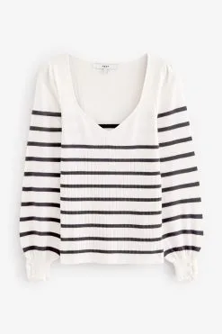 Next Button Cuff Sweetheart Neck Knit Top 13 Next Button Cuff Sweetheart Neck Knit Top -Women's Shirts & Blouses Sales C25 179s6