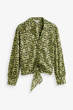 Next Tie Front Collared Long Sleeve Shirt -Women's Shirts & Blouses Sales C25 607s5