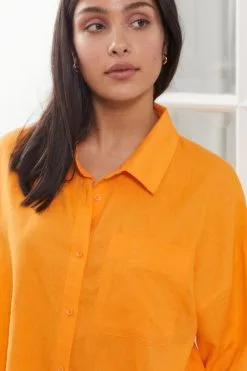 Next Linen Blend Button Through Top -Women's Shirts & Blouses Sales C26 964s4