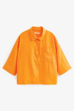 Next Linen Blend Button Through Top -Women's Shirts & Blouses Sales C26 964s6