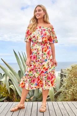 Next Off Shoulder Midi Summer Dress