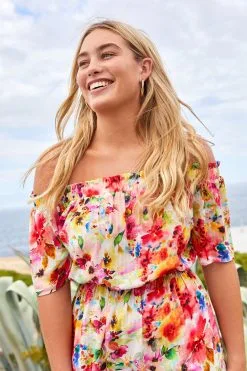 Next Off Shoulder Midi Summer Dress -Women's Shirts & Blouses Sales C28 016s3