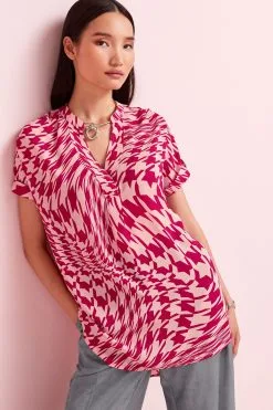 Next Overhead Longline Short Sleeve V-Neck Blouse