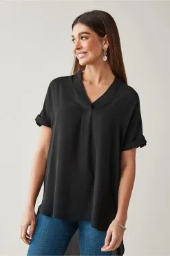 Next Overhead Longline Short Sleeve V-Neck Blouse