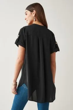 Next Overhead Longline Short Sleeve V-Neck Blouse -Women's Shirts & Blouses Sales C29922s3