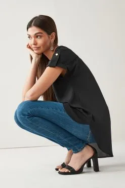 Next Overhead Longline Short Sleeve V-Neck Blouse -Women's Shirts & Blouses Sales C29922s4