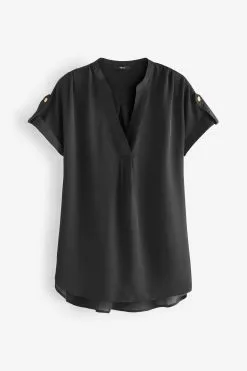 Next Overhead Longline Short Sleeve V-Neck Blouse -Women's Shirts & Blouses Sales C29922s5