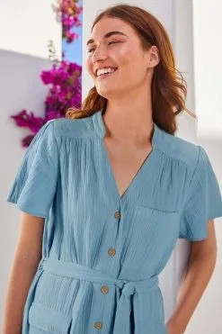 Next Blue Blue Belted Shirt Midi Summer Dress 7 Next Blue Blue Belted Shirt Midi Summer Dress -Women's Shirts & Blouses Sales C31 600s3