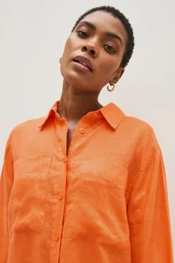 Next 100% Linen Long Sleeve Curved Hem Shirt -Women's Shirts & Blouses Sales C31954s3