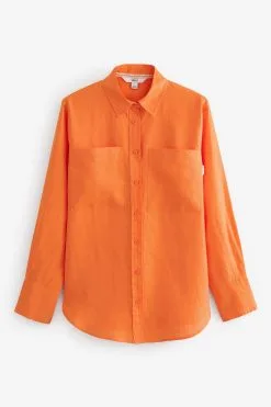 Next 100% Linen Long Sleeve Curved Hem Shirt -Women's Shirts & Blouses Sales C31954s4