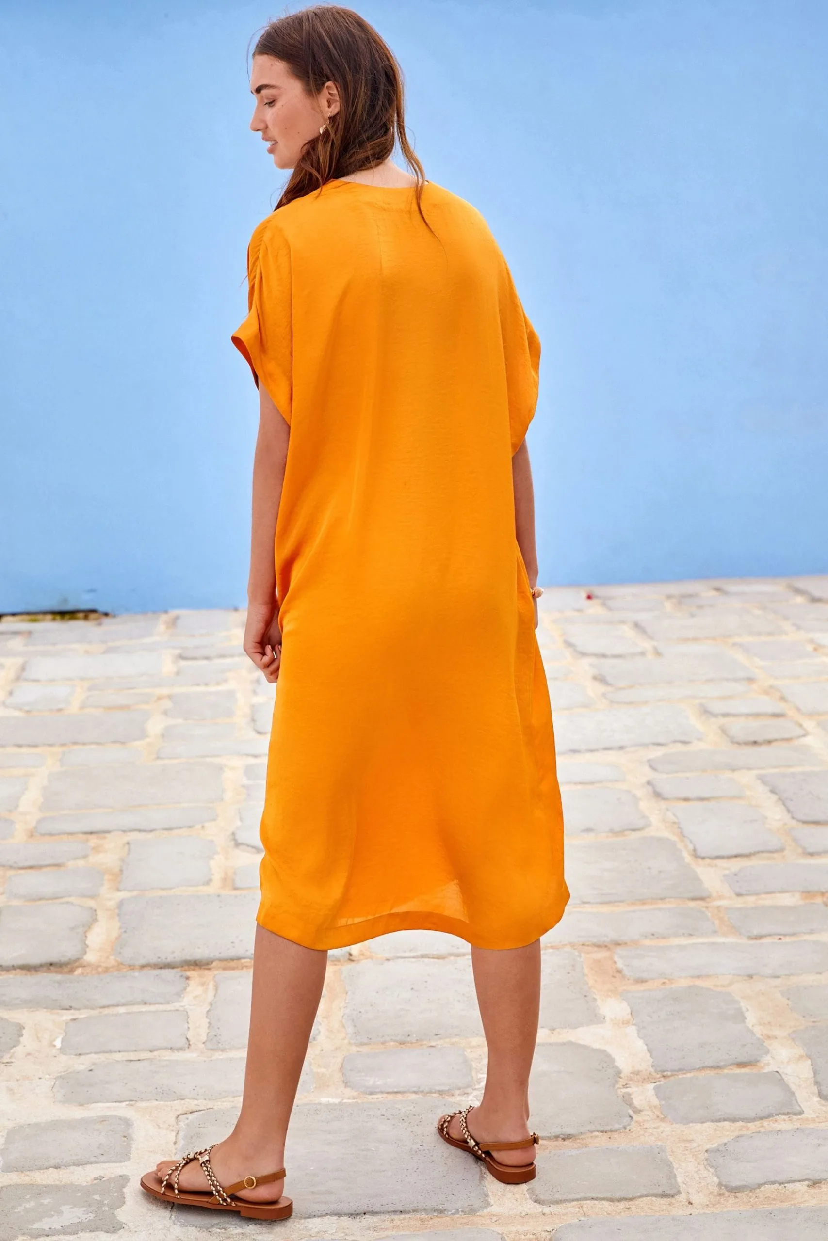 Next Satin Kaftan Coverup Beach Summer Dress 4 Next Satin Kaftan Coverup Beach Summer Dress - Image 2