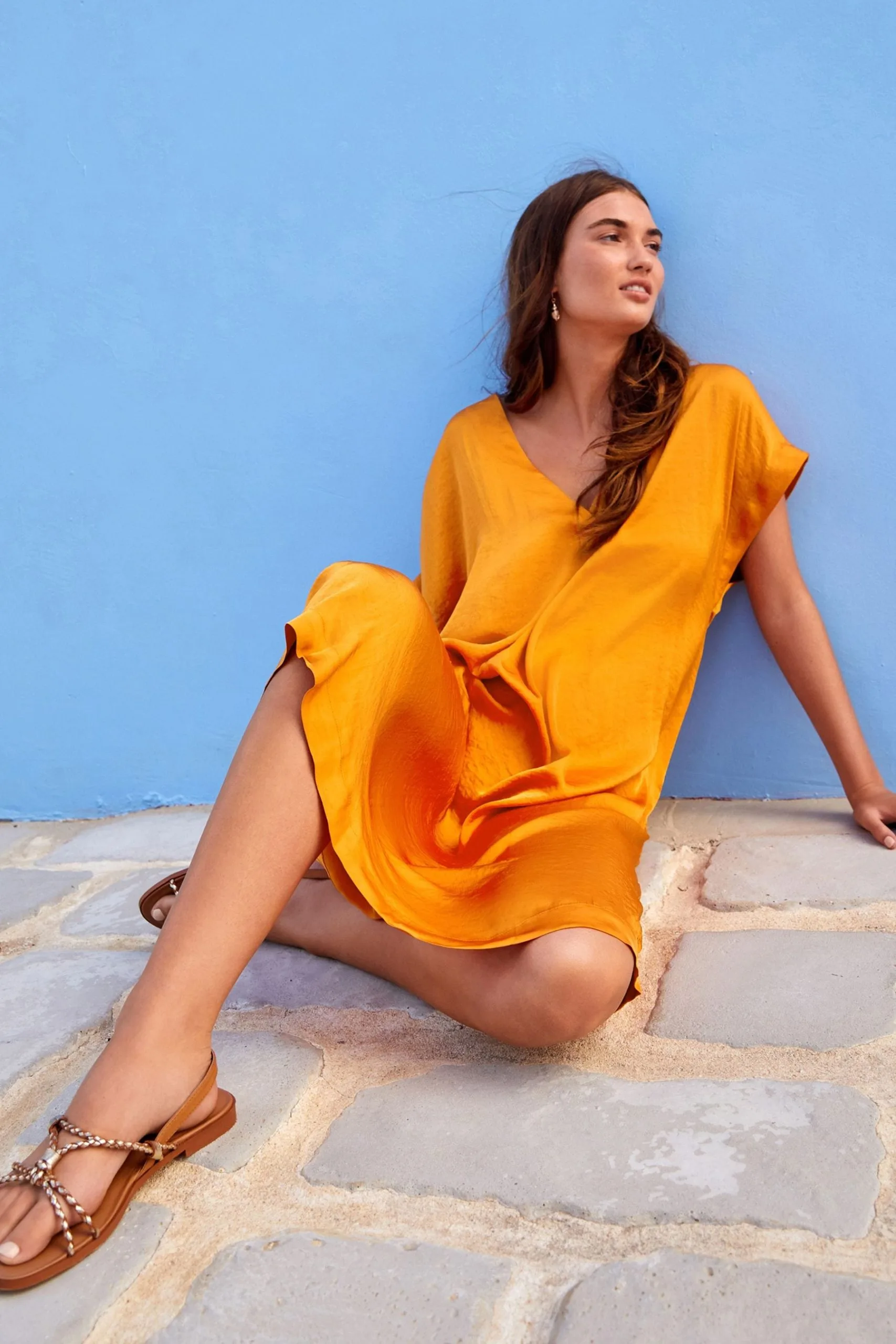 Next Satin Kaftan Coverup Beach Summer Dress 5 Next Satin Kaftan Coverup Beach Summer Dress - Image 3