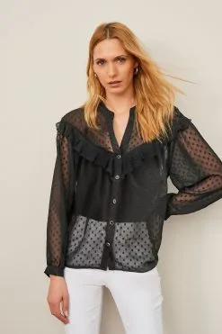 Next Dobby Frill Trim Blouse