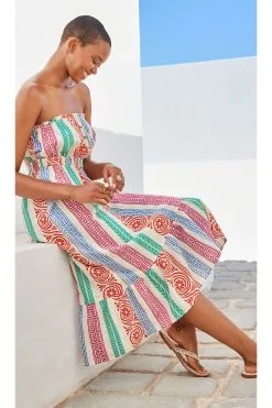 Next Multi Stripe Multi Stripe Bandeau Midi Summer Dress
