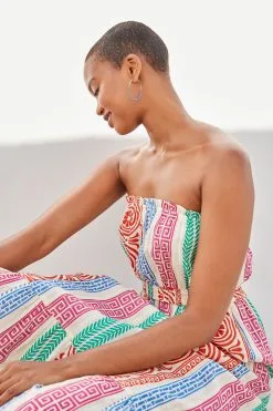 Next Multi Stripe Multi Stripe Bandeau Midi Summer Dress -Women's Shirts & Blouses Sales C34 436s3