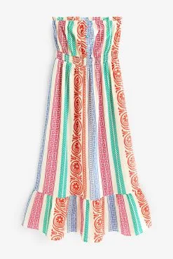 Next Multi Stripe Multi Stripe Bandeau Midi Summer Dress -Women's Shirts & Blouses Sales C34 436s8