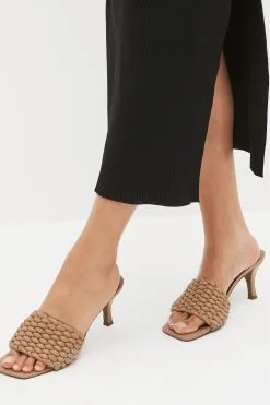 Next Signature Leather Padded Weave Mules