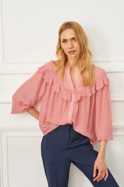Next Dobby Frill Trim Blouse
