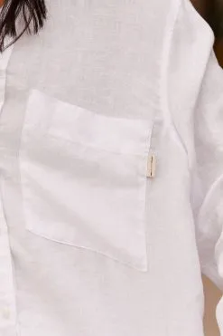 Next 100% Linen Long Sleeve Curved Hem Shirt -Women's Shirts & Blouses Sales C36 665s7