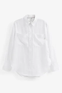 Next 100% Linen Long Sleeve Curved Hem Shirt -Women's Shirts & Blouses Sales C36 665s8