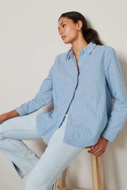 Next Blue Oversized Cotton Shirt -Women's Shirts & Blouses Sales C37362s4