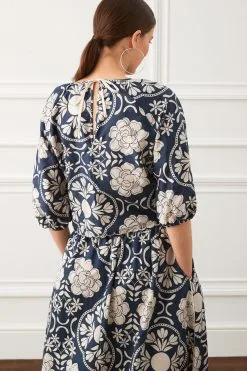 Next Navy Blue Floral Scallop Hem Crew Neck Short Sleeve Top -Women's Shirts & Blouses Sales C38 777s3