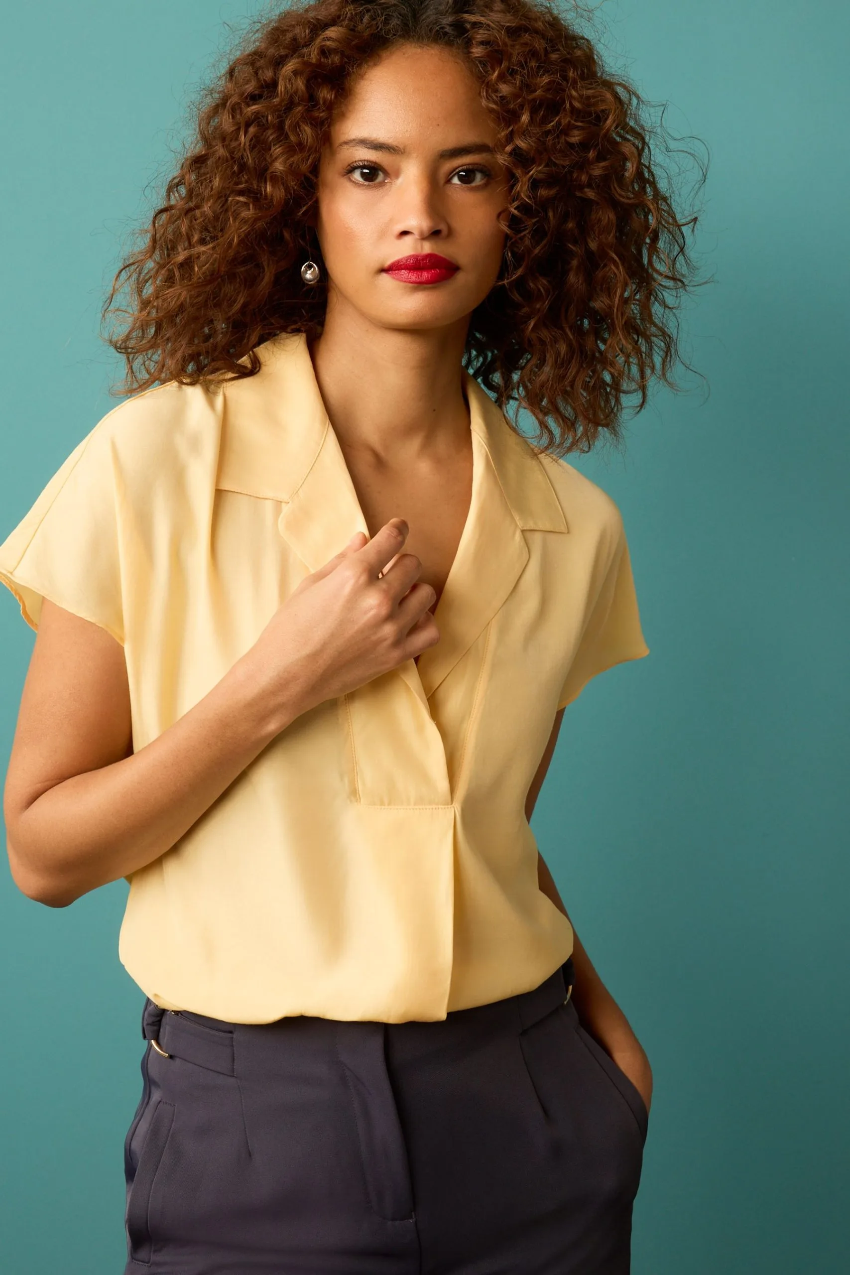 Next Collared V-Neck Satin Front Shirt 3 Next Collared V-Neck Satin Front Shirt
