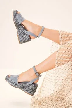 Next Forever Comfort® Leather Raffia High Wedges