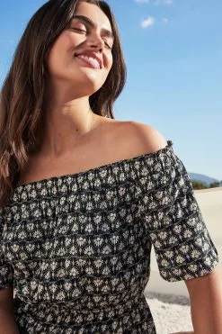 Next Off Shoulder Midi Summer Dress -Women's Shirts & Blouses Sales C43 851s4