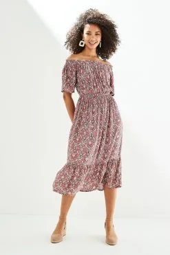 Next Off Shoulder Midi Summer Dress