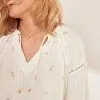 Next Cream Leaf Crinkle Bubble Hem 100% Cotton Long Sleeve Top -Women's Shirts & Blouses Sales C44 275s