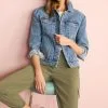 Next Mid Blue Puff Sleeve Denim Jacket -Women's Shirts & Blouses Sales C50 075s