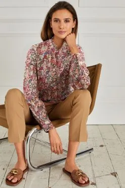 Next Long Sleeve Ruffle Neck Signature Cotton Shirt