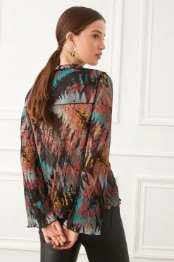 Next Black Fern Print Long Sleeve Crinkle Mesh Corset Detail Blouse 9 Next Black Fern Print Long Sleeve Crinkle Mesh Corset Detail Blouse -Women's Shirts & Blouses Sales C52 761s3