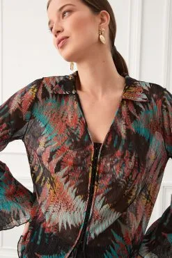 Next Black Fern Print Long Sleeve Crinkle Mesh Corset Detail Blouse 10 Next Black Fern Print Long Sleeve Crinkle Mesh Corset Detail Blouse -Women's Shirts & Blouses Sales C52 761s4
