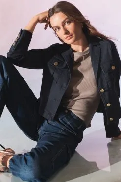 Next Navy Blue Smart Cropped Jacket