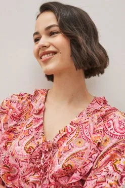 Next Ruffle Tie Front Long Sleeve Top -Women's Shirts & Blouses Sales C58 189s3