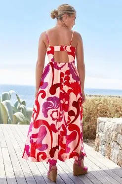 Next Tie Front Strappy Midi Dress With Linen -Women's Shirts & Blouses Sales C58 712s3