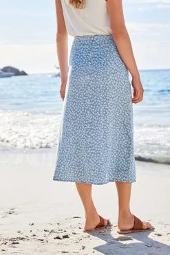 Next Blue Ditsy Floral TENCEL™ Midi Skirt -Women's Shirts & Blouses Sales C59 646s3