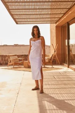 Next 100% Linen Ruffle Midi Summer Dress