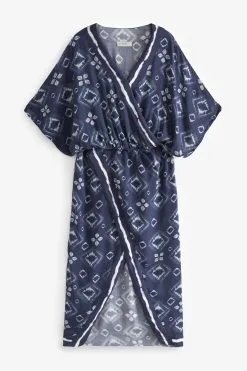 Next Navy Tie Dye Maxi Kaftan Coverup Beach Dress -Women's Shirts & Blouses Sales C61 973s5