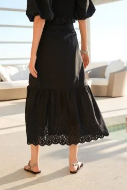 Next Button Through 100% Cotton Midi Skirt -Women's Shirts & Blouses Sales C62 300s3