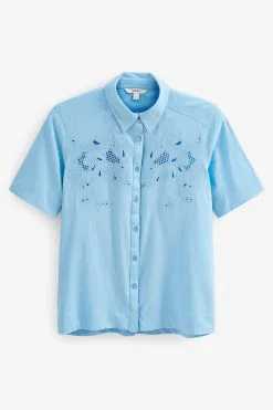 Next Broderie Detail Short Sleeve Knot Shirt 9 Next Broderie Detail Short Sleeve Knot Shirt -Women's Shirts & Blouses Sales C63 632s4
