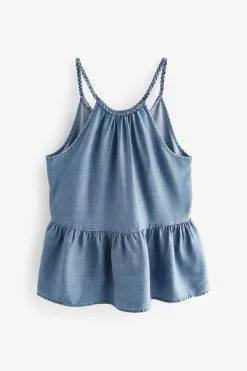 Next Mid Blue Tencel™ Plait Detail Halter Neck Top -Women's Shirts & Blouses Sales C64 331s5