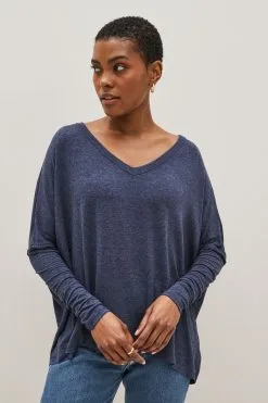 Next Raw Edge V-Neck Long Sleeve Top