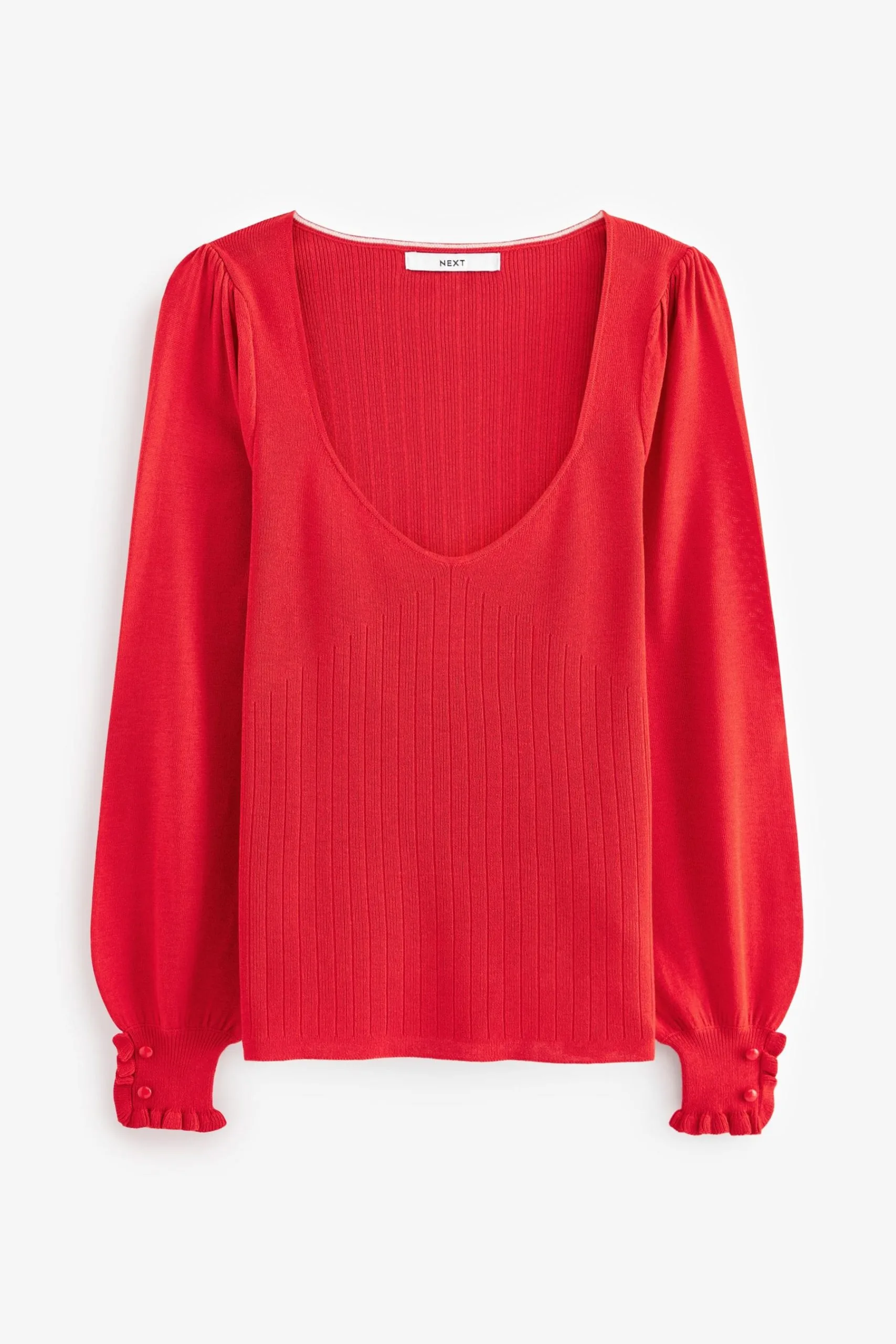 Next Button Cuff Sweetheart Neck Knit Top 6 Next Button Cuff Sweetheart Neck Knit Top - Image 4