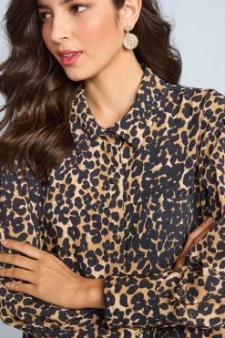 Next Animal Print Textured Long Sleeve Shirt -Women's Shirts & Blouses Sales C68 731s4