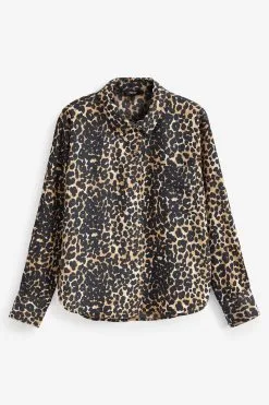 Next Animal Print Textured Long Sleeve Shirt -Women's Shirts & Blouses Sales C68 731s5