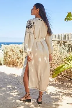 Next Linen Rich Embroidered Midi Summer Dress -Women's Shirts & Blouses Sales C68 971s3