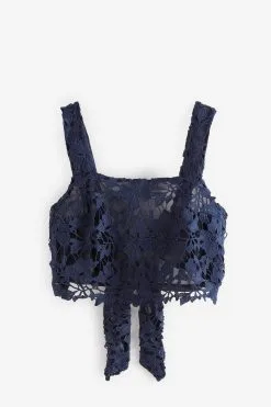 Next Sleeveless Co Ord Lace Detail Tie Back Top -Women's Shirts & Blouses Sales C71 548s5